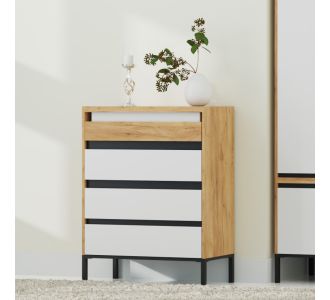 Συρταριέρα Palmor Χρυσό Δρυς-Λευκό 77x40x101cm AlphaB2B |  Συρταριέρες -Κονσόλες στο espiti