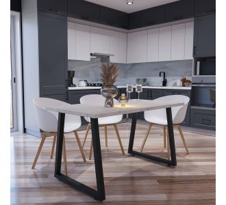 Τραπέζι Atlanta Λευκό-Μαύρο 160x80x77cm AlphaB2B |  Τραπέζια στο espiti