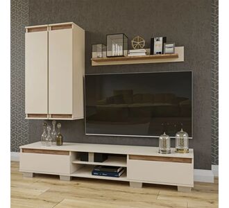 Σύνθεση τηλεόρασης Lilu Μπεζ-Σκούρο Δρυς 175x37x131cm AlphaB2B |  Έπιπλα τηλεόρασης στο espiti