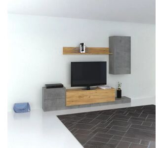 Σύνθεση Τηλεόρασης Lucky 246.3x37x193cm Γκρι-Χρυσό Δρυς AlphaB2B |  Έπιπλα τηλεόρασης στο espiti