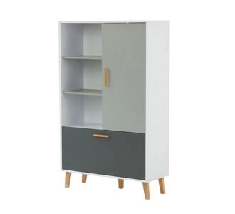 Ραφιέρα Timmy Λευκό-Γραφίτη-Γκρι 90x36x147cm AlphaB2B |  Βιτρίνες - Έπιπλα εισόδου στο espiti