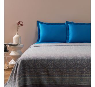 ΚΑΛΥΜΜΑ ΚΡΕΒΑΤΙΟΥ    CΟΜΟ 1 ΤΕΜ ΜΠΛΕ (Β1 ΒLUΕ ) 260Χ260CΜ 100%CΟΤΤΟΝ   ΒΑSSΕΤΤΙ GRΑΝFΟULΑRD |  Κουβερλί στο espiti