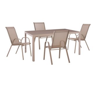 ΣΕΤ ΤΡΑΠΕΖΑΡΙΑΣ 5ΤΜΧ OFER HM21015 ΤΡΑΠΕΖΙ & 4 ΚΑΡΕΚΛΕΣ ΜΕΤΑΛΛΟ ΣΕ ΚΑΠΟΥΤΣΙΝΟ |  Σετ τραπεζαρία κήπου στο espiti