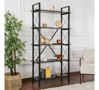 Βιβλιοθήκη Elysian Megapap χρώμα μαύρο 90x33,5x180εκ. |  Βιβλιοθήκες στο espiti