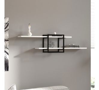Ραφιέρα τοίχου Mone Megapap χρώμα λευκό - μαύρο 120x18x30εκ. |  Ραφιέρες τοίχου στο espiti