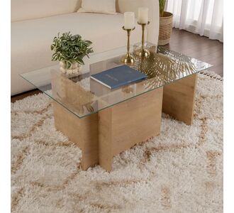Τραπεζάκι σαλονιού Vetrino Megapap γυάλινο χρώμα honey oak 105x65x40εκ. |  Τραπεζάκια σαλονιού στο espiti