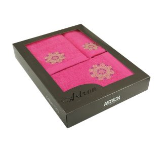 Πετσέτες σετ 3τμχ σε Κουτί Fuchsia Astron Italy |  Σετ Πετσέτες στο espiti