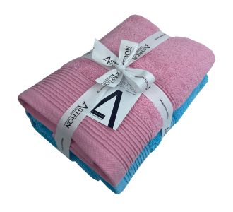 Πετσέτες Προσώπου Σετ 2 Τεμαχίων Pink Turquoise Astron Italy |  Σετ Πετσέτες στο espiti