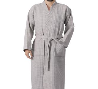 Μπουρνούζι Πικέ Ξενοδοχείου Light Grey - X Large Astron Italy |  Μπάνιο στο espiti