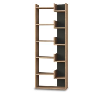 Βιβλιοθήκη Oppa pakoworld χρώμα σκούρο φυσικό - ανθρακί 61x22x162εκ |  Βιβλιοθήκες στο espiti