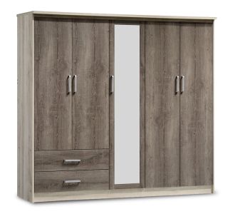 Ντουλάπα ρούχων πεντάφυλλη OLYMPUS pakoworld χρώμα castillo-toro 198x57x183εκ |  Ντουλάπες ρούχων στο espiti