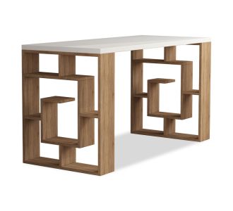 Γραφείο Labirent pakoworld χρώμα λευκό -φυσικό 140x60x75εκ |  Γραφεία στο espiti