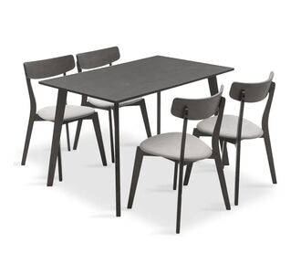 Tραπεζαρία Benson - Toto pakoworld σετ 5τμχ rustic grey - ύφασμα γκρι 120x75x75εκ |  Σετ τραπεζαρίες στο espiti