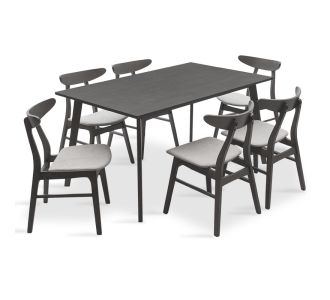 Tραπεζαρία Benson - Orlean pakoworld σετ 7τμχ rustic grey - ύφασμα γκρι 150x90x75εκ |  Σετ τραπεζαρίες στο espiti