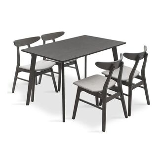Tραπεζαρία Benson - Orlean pakoworld σετ 5τμχ rustic grey-ύφασμα γκρι 120x75x75εκ |  Σετ τραπεζαρίες στο espiti