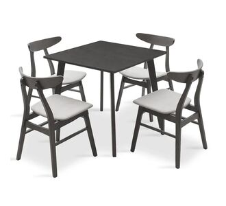 Tραπεζαρία Benson - Orlean pakoworld σετ 5τμχ rustic grey - ύφασμα γκρι 80x80x75εκ |  Σετ τραπεζαρίες στο espiti