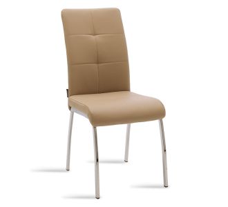 Καρέκλα Ariadne pakoworld PU μόκα-πόδι χρωμίου |  Καρέκλες στο espiti