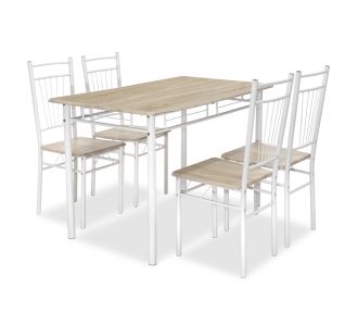 Τραπεζαρία Roza pakoworld σετ 5τμχ χρώμα sonoma - πόδια λευκό gloss 120x70x75εκ |  Σετ τραπεζαρίες στο espiti