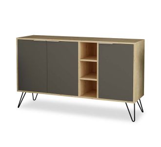 Μπουφές Clara pakoworld χρώμα light oak-ανθρακί 142x35.5x83εκ |  Μπουφέδες στο espiti