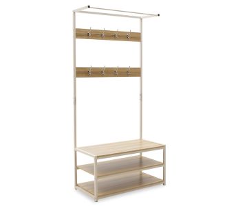 Έπιπλο εισόδου Πορτ Μαντώ Ralph pakoworld MDF φυσικό-λευκό 80x40x170εκ |  Βιτρίνες - Έπιπλα εισόδου στο espiti