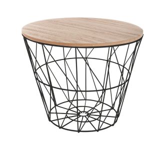 Βοηθητικό τραπέζι σαλονιού Jacot pakoworld oak-μαύρο Φ38x30,5εκ |  Τραπεζάκια βοηθητικά στο espiti