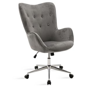 Καρέκλα γραφείου διευθυντή Kido pakoworld με βελούδο γκρι |  Καρέκλες γραφείου στο espiti