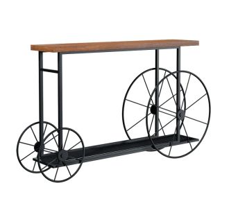 Κονσόλα Bike pakoworld χρώμα μαύρο-καρυδί 148x28x85εκ |  Συρταριέρες -Κονσόλες στο espiti