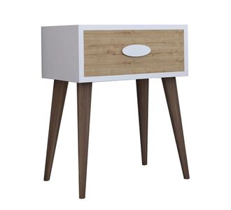 Κομοδίνο Laber pakoworld με ένα συρτάρι καρυδί-λευκό-sonoma 45x30x57.5εκ |  Κομοδίνα στο espiti