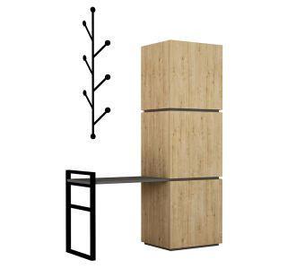 Έπιπλο εισόδου-Πορτ Μαντώ Mello pakoworld χρώμα φυσικό - ανθρακί 109x39x149εκ |  Βιτρίνες - Έπιπλα εισόδου στο espiti