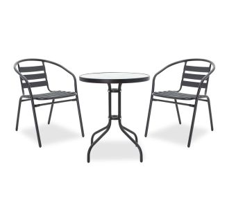 Τραπεζαρία Watson-Tade pakoworld σετ 3τεμ μέταλλο μαύρο-γυαλί Φ60x70εκ |  Σετ τραπεζαρία κήπου στο espiti