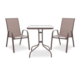Τραπεζαρία Watson-Calan σετ 3τεμ pakoworld μέταλλο-textilene καφέ 60x60x70εκ |  Επιπλα στο espiti