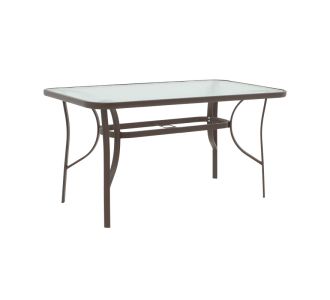 Τραπέζι Ensure pakoworld μέταλλο καφέ-γυαλί 120x70x70εκ |  Τραπέζια κήπου στο espiti