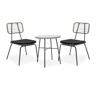 Τραπεζαρία Gaus-Naoki σετ 3τεμ pakoworld μέταλλο μαύρο pe γκρι. |  Σετ τραπεζαρία κήπου στο espiti