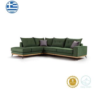 Γωνιακός καναπές δεξιά γωνία Luxury II pakoworld ύφασμα κυπαρισσί-ανθρακί 290x235x95εκ |  Καναπέδες γωνιακοί στο espiti