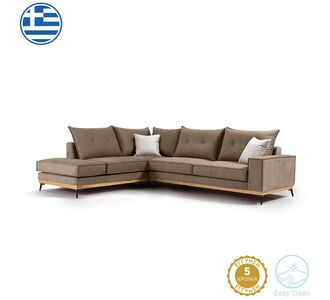 Γωνιακός καναπές δεξιά γωνία Luxury II pakoworld ύφασμα mocha-cream 290x235x95εκ |  Καναπέδες γωνιακοί στο espiti
