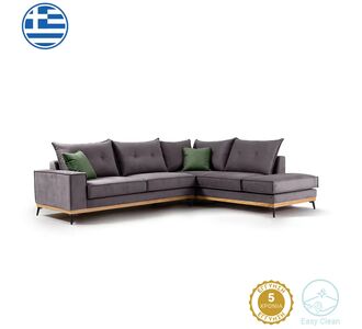 Γωνιακός καναπές αριστερή γωνία Luxury II pakoworld ύφασμα ανθρακί-κυπαρισσί 290x235x95εκ |  Καναπέδες γωνιακοί στο espiti