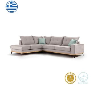 Γωνιακός καναπές δεξιά γωνία Luxury II pakoworld ύφασμα elephant-ciel 290x235x95εκ |  Καναπέδες γωνιακοί στο espiti