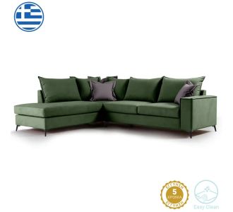 Γωνιακός καναπές δεξιά γωνία Romantic pakoworld ύφασμα κυπαρισσί-ανθρακί 290x235x95εκ |  Καναπέδες γωνιακοί στο espiti