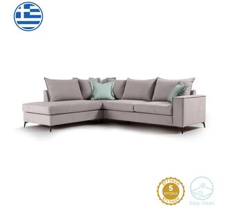 Γωνιακός καναπές δεξιά γωνία Romantic pakoworld ύφασμα elephant-ciel 290x235x95εκ |  Καναπέδες γωνιακοί στο espiti