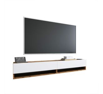 Έπιπλο τηλεόρασης επιτοίχιο Handra pakoworld λευκό-oak 180x31,5x29,5εκ |  Έπιπλα τηλεόρασης στο espiti