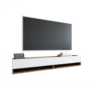 Έπιπλο τηλεόρασης επιτοίχιο Handra pakoworld λευκό-oak 180x31,5x29,5εκ |  Έπιπλα τηλεόρασης στο espiti