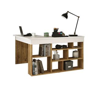 Γραφείο γωνιακό Rosaline pakoworld λευκό-oak 120x129x72εκ |  Γραφεία στο espiti