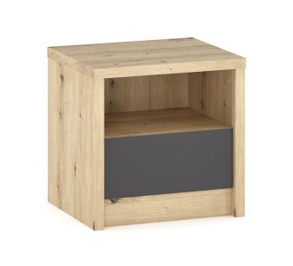 Κομοδίνο Lavinia pakoworld ανθρακί-sonoma 46.5x39.5x45.5εκ |  Κομοδίνα στο espiti