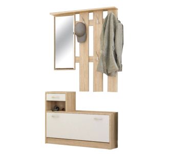 Έπιπλο εισόδου Jamie pakoworld φυσικό-λευκό 100x27.5x187εκ |  Βιτρίνες - Έπιπλα εισόδου στο espiti