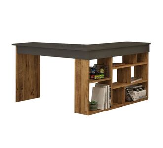 Γραφείο γωνιακό Rosaline pakoworld ανθρακί-oak 120x129x72εκ |  Γραφεία στο espiti