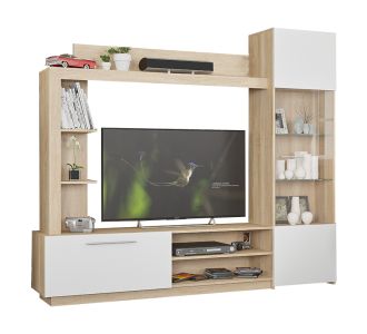 Σύνθετο σαλονιού June pakoworld sonoma-λευκό 204x35x177εκ |  Συνθέσεις σαλονιού στο espiti