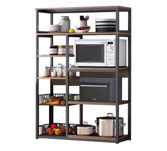 Ραφιέρα επιδαπέδια Leena pakoworld μέταλλο σκούρο καρυδί-μαύρο 80x30x142εκ |  Ντουλάπια στο espiti