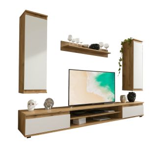 Σύνθετο σαλονιού Sandro pakoworld καρυδί-λευκό 175x37x160εκ |  Συνθέσεις σαλονιού στο espiti