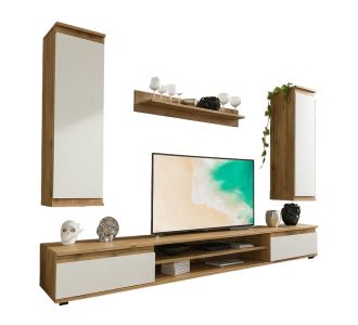Σύνθετο σαλονιού Sandro pakoworld καρυδί-λευκό 175x37x160εκ |  Σετ Προσφοράς στο espiti