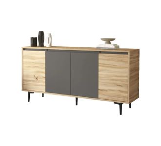 Μπουφές Augusta pakoworld oak-ανθρακί 160x40x78.5εκ |  Μπουφέδες στο espiti